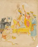 Ram and his Allies by Mahadev Viswanath Dhurandhar, Pencil and watercolour on paper, sold Mar 2026