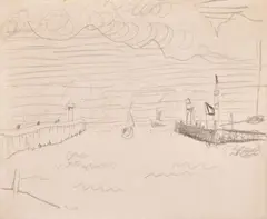 Sortie de port, Trouville by Pierre Bonnard, circa 1934-1936, Crayon sur papier, sold Apr 2025