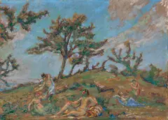 Pastorale by Ker-Xavier Roussel, circa 1908, Huile sur carton contrecollé sur panneau parqueté, sold Apr 2025