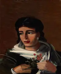 Portrait de femme au bouquet by André Derain, circa 1934-1939, Huile sur toile, sold Apr 2025
