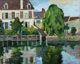 Crécy-la-Chapelle, maison fleurie le long du Grand-Morin by Alexandre Altmann, circa 1927, Huile sur toile, sold Apr 2025