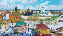 Une journée ensoleillée, la ville de Yaroslav by Konstantin Fedorovitch Yuon, Huile sur toile, sold Apr 2025