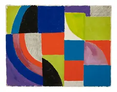 Rythmes-couleurs n°F.1818 by Sonia Delaunay, 1971, Gouache et crayon sur papier fort, sold Apr 2025