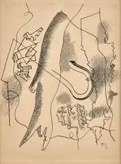 Composition aux trois visages by Fernand Léger, 1930, Encre sur papier, sold Apr 2025