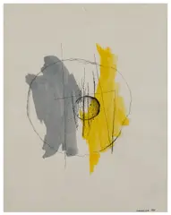 Composition jaune et grise by Léon Arthur Tutundjian, 1960, Gouache, encre et crayon sur papier, sold Apr 2025