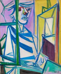 Le peintre à la fenêtre (Autoportrait) by Pierre Tal-Coat, 1945, Huile sur toile, sold Apr 2025