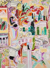 Jardin baroque by Charles Lapicque, 1954, Acrylique sur toile, sold Apr 2025