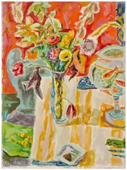 Vase de fleurs by Jules Cavaillès, 1948, Huile sur toile, sold Apr 2025