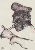 Untitled by Krishen Khanna, Watercolour and charcoal on paper, sold Jun 2022