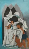 Mother Teresa by M. F. Husain, Oil on canvas, sold Jun 2022