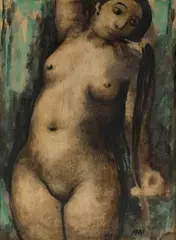 Untitled by K H, Gouache on paper pasted on board, sold Jun 2022