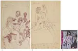 Untitled (Two Figures and Shadow on a Bed) by F. N. Souza, 1968, Felt tip pen, pen and ink on tracing paper, sold Jun 2022