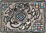 Flower Circle by Jogen Chowdhury, 2006, Ink and dry pastel on paper, offered Jun 2022