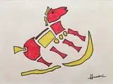 Untitled by M. F. Husain, Coloured marker on paper, sold May 2022