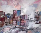 Untitled (Landscape) by Lancelot Ribeiro, Oil on board pasted on mount board, sold May 2022