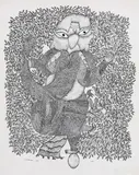 Ganesh (Gond Art) by Jangarh Singh Shyam, 1995, Pen and ink on paper, sold May 2022