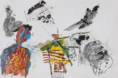 Untitled by Ram Kumar, 1980, Acrylic and ink on paper pasted on board, sold May 2022