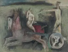 Untitled by M. F. Husain, Oil on canvas, sold Apr 2022