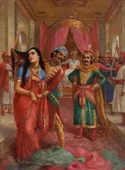 Draupadi Vastraharan by Raja Ravi Varma, Oil on canvas, sold Apr 2022