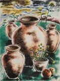 Untitled (Still Life) by K H, Gouache on paper, sold Apr 2022