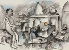 Untitled by Bhupen Khakhar, Watercolour on handmade paper pasted on mount board, sold Apr 2022