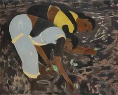 Untitled (Two Women Working) by Narayan Shridhar Bendre, Oil on canvas, sold Apr 2022