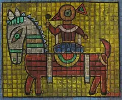 Untitled by Jamini Roy, Tempera on paper pasted on board, sold Dec 2022