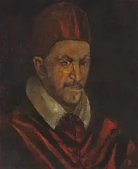 Untitled (Pope Innocent) by Jamini Roy, Oil on canvas, offered Dec 2022