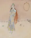 Daughter of Farkas Khan by Amrita Sher-Gil, 1923, Watercolour and pencil on paper, sold Dec 2022