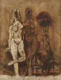 Mithun - II by M. F. Husain, 1963, Oil on canvas, sold Dec 2022