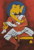 Untitled (Ganesh) by M. F. Husain, Acrylic on canvas, sold Dec 2022