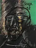 Untitled by F. N. Souza, Chemical alteration and marker on magazine paper, sold Dec 2022