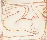 Woman (Inside Her Quilt) by Jogen Chowdhury, 1999, Acrylic and pastel on canvas, sold Dec 2022