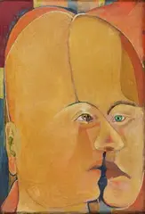 Two Prophets in One by Sadanand Bakre, Oil on plywood, sold Dec 2022