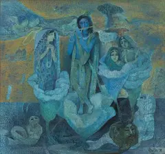 Untitled by Arup Das, Acrylic and pen on canvas pasted on board, offered Dec 2022