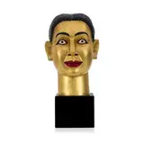 Untitled (Head) by Ravinder Reddy, Bronze with gilded gold leaf and polychrome on metal base, sold Dec 2022