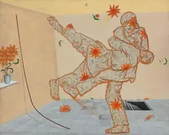 Untitled by Jagannath Panda, 2005, Acrylic and fabric on canvas, offered Dec 2022