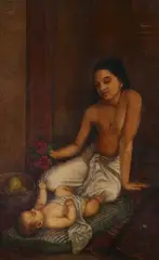 Baby and Princess by C Raja Raja Varma & Raja Ravi Varma, Oil on canvas, sold Dec 2021