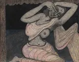 Dancer by Jogen Chowdhury, 1999, Ink, pastel and mixed media on paper, sold Dec 2021