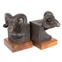 Untitled by William Davis, Bronze "Bighorn Bookends", offered May 2023