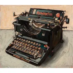Typewriter by Bradford Salamon, 2015, oil on board, sold Feb 2026