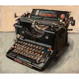 Typewriter by Bradford Salamon, 2015, oil on board, sold Feb 2026