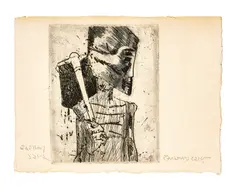 Untitled by Somnath Hore, Etching on paper laid on card, sold May 2026
