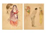 A Set of Two Untitled Works by Mahadev Viswanath Dhurandhar, Pencil, ink and watercolour on paper, sold May 2026