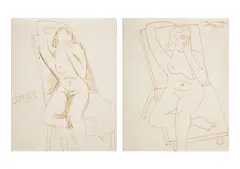 A Pair of Drawings by F. N. Souza, Ink on paper, sold May 2026