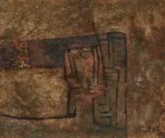 Untitled by Satish Gujral, Cement and oil on canvas, sold May 2026