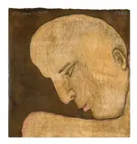 Face of a Man Seen through his Neck by Jogen Chowdhury, 1980, Ink and pastel on paper laid on paper, sold May 2026