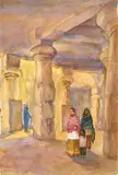 Elephanta Caves by N. R. Sardesai, 1930, Gouache on paper, sold May 2026