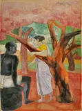 Untitled by K. Laxma Goud, Pencil and watercolour on paper laid on card, sold May 2026