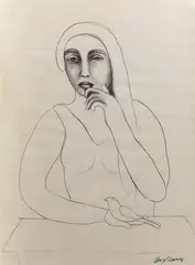 Untitled by Manjit Bawa, Charcoal on paper, sold Jul 2021